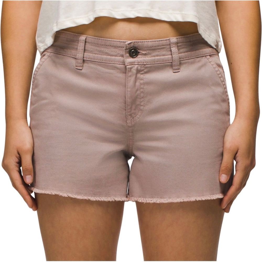 Prana Sancho Short Women 8 Mauve Rose Organic Cotton Stretch Raw Hem